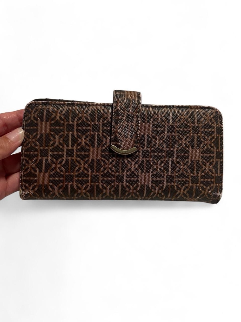 Brown Patterned Women's Card & Key Holder Wallet